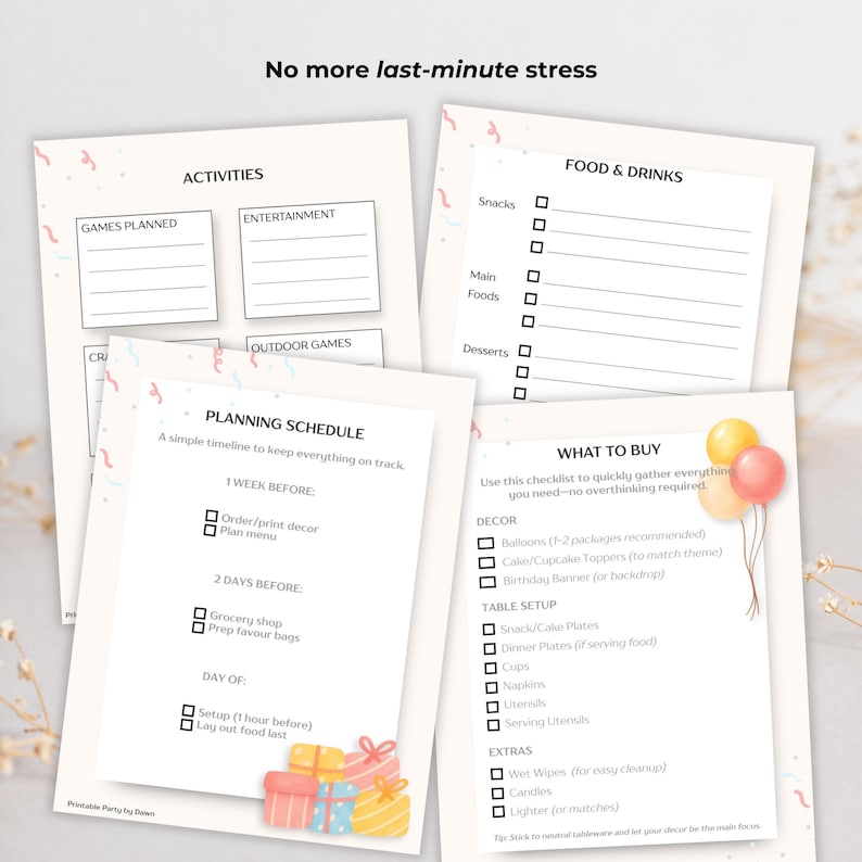 Birthday Party Planner Printable, Kids Party Planning Kit, Editable ...