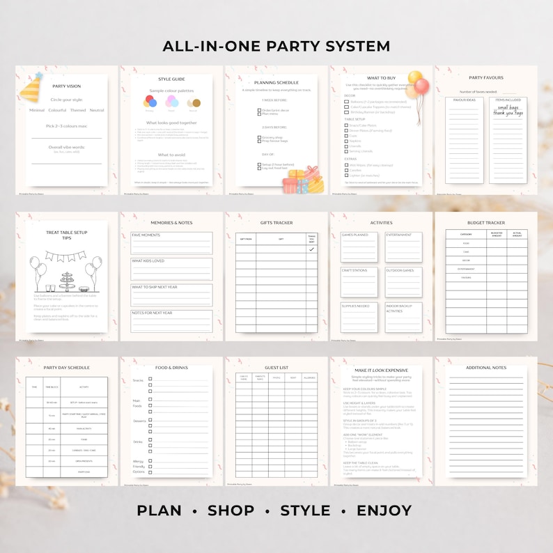 Birthday Party Planner Printable, Kids Party Planning Kit, Editable ...