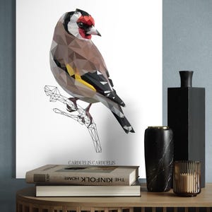 European Goldfinch Low Poly Art | Geometric Bird Wall Art | Printable PDF Digital Download | Modern Nature Decor | Minimalist Bird Print
