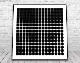 Impressão de arte geométrica com ilusão de ótica | Arte abstrata em preto e branco para parede | Download digital de arte óptica moderna