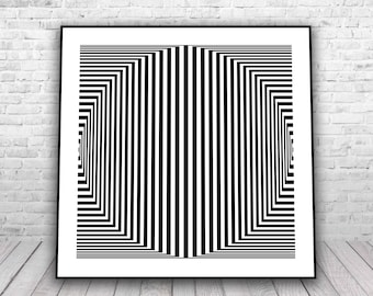 Op Art Printable Wall Art | Geometric Abstract Digital Download | Mid Century Modern Optical