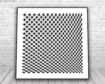 Geometric Optical Illusion Wall Art | Black and White Abstract Digital Download | Modern Op Art Printable