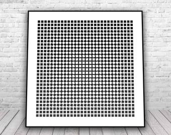 Op Art Digital Print • Black & White Optical Illusion Wall Art • Printable Abstract Art Inspired by Vasarely • Instant Download