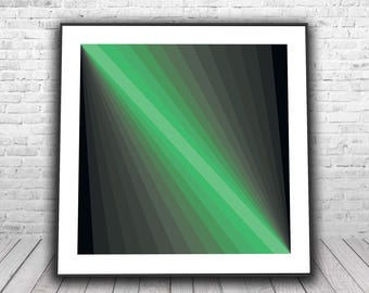 Op Art Geometric Abstract Print | Green Black Optical Illusion Wall Art | Vasarely Style Digital Download | Modern Minimal Art