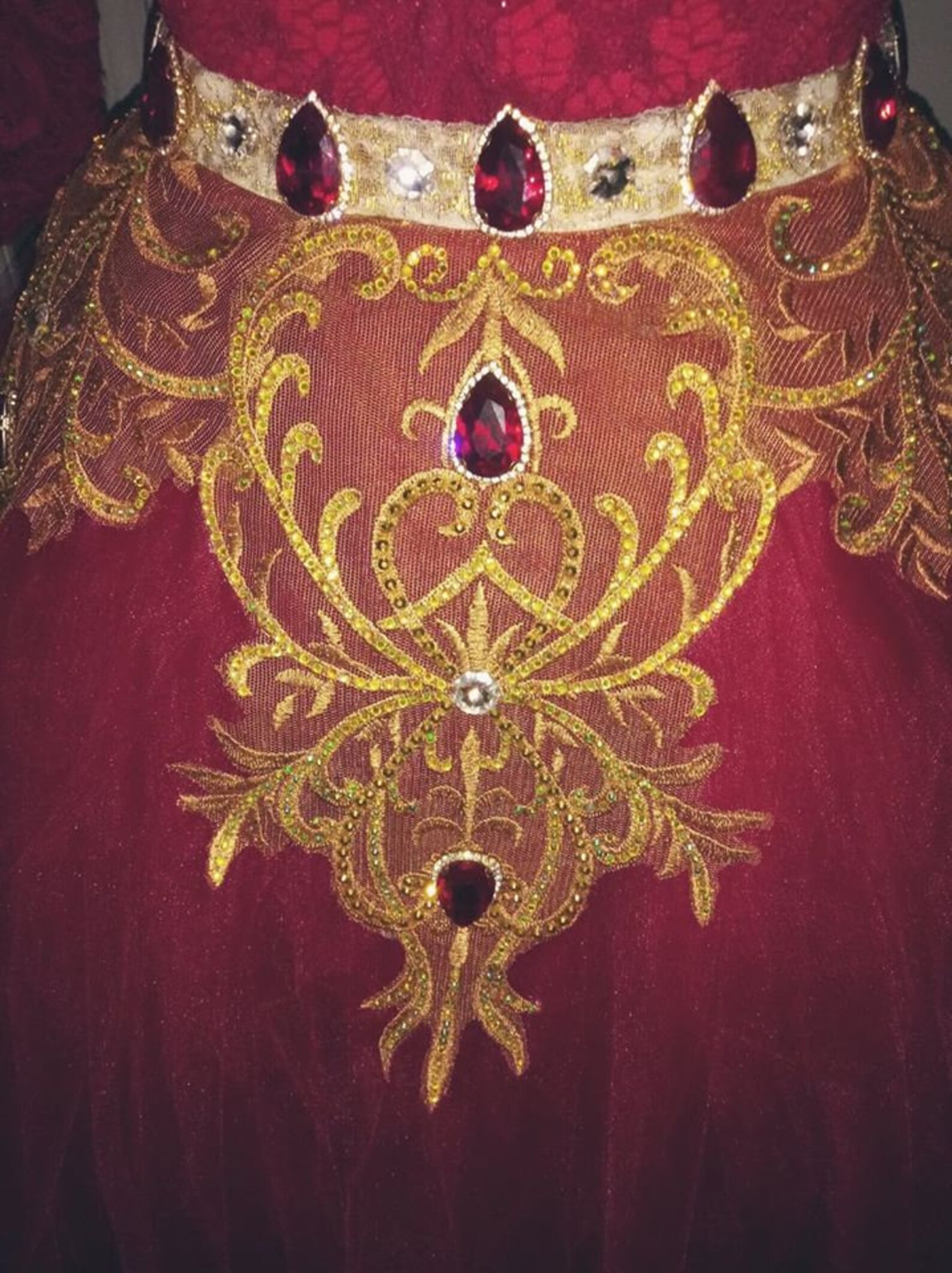 red and gold party frocks