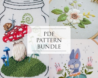 PDF Pattern Bundle. All Three Embroidery Patterns. Digital Embroidery Guide. Beginner Embroidery Pattern. Hand Embroidery. Thread Painting