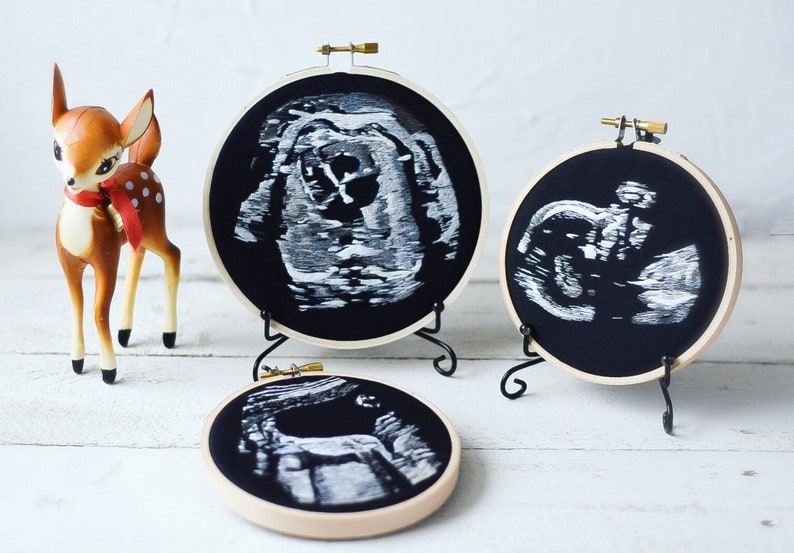 4 inch Custom Embroidered Ultrasound. Pregnancy Keepsake. Embroidery Sonogram. Nursery Decor. Baby Shower Gift. Ultrasound Embroidery image 9