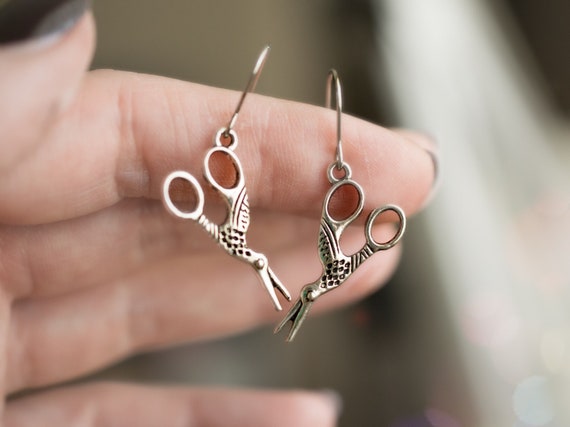 Stainless Steel. Stork Scissors Earrings. Stork Scissors Charm. Embroidery Scissors. Crane Scissors. Tiny Scissors. Stork Scissors.