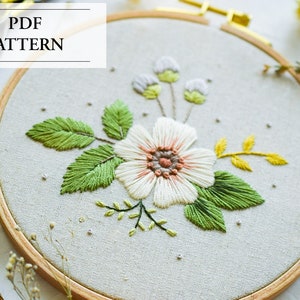 Floral Embroidery Pattern: Morning Bloom Beginner Tutorial (Digital Download)