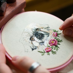 Custom Pet Portrait / Hand Embroidered Pet Portrait / Custom Cat Portrait / Custom Dog Portrait / Thread Painting / Pet Portrait Embroidery image 6