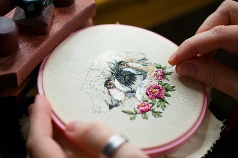 Custom Pet Portrait / Hand Embroidered Pet Portrait / Custom Cat Portrait / Custom Dog Portrait / Thread Painting / Pet Portrait Embroidery image 6