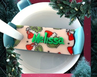 Christmas Grinch| Rudolph| Frosty| Snowflake Stanley Tumbler Name Plate | 40oz or 30oz Name Tag | Personalized name tag for tumbler lid |