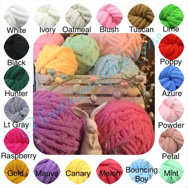 SALE! 36 colors AVAILABLE, Spring colors, Chunky yarn, Arm Knitting Yarn, Chunky Chenille Yarn, Chunky Vegan Yarn, Chunky  Knit, Black Yarn