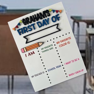 First Day of School Sign, 1st Day of Kindergarten Sign, 1st Day of Preschool, Back to School , Reusable School Sign, 1st Day, photo prop