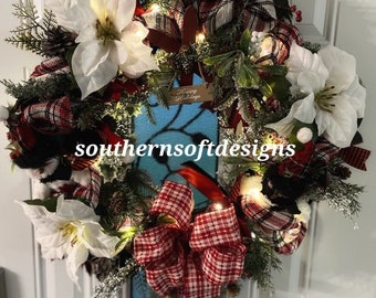 Christmas Wreath, Holiday Wreath, Xmas Wreath, Holiday Decor, 22" Wreath