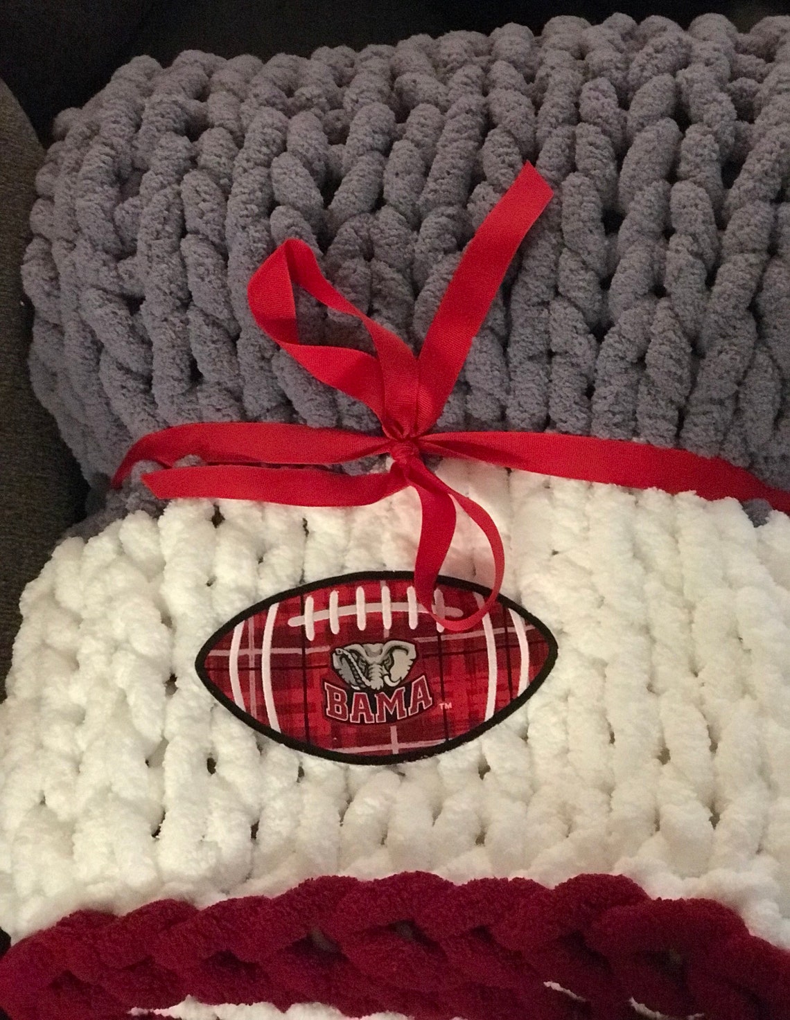 Collegiate Blankets Chunky Knit Blanket Vegan Yarn Blanket Etsy