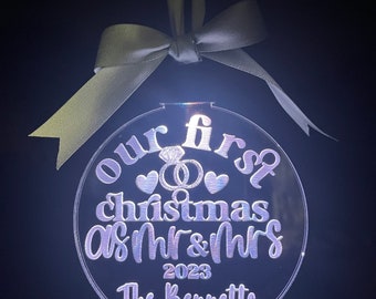 First Christmas Married Ornament - Mr and Mrs - Our First Christmas - Wedding Gift - Wedding Shower Gift - First Christmas -