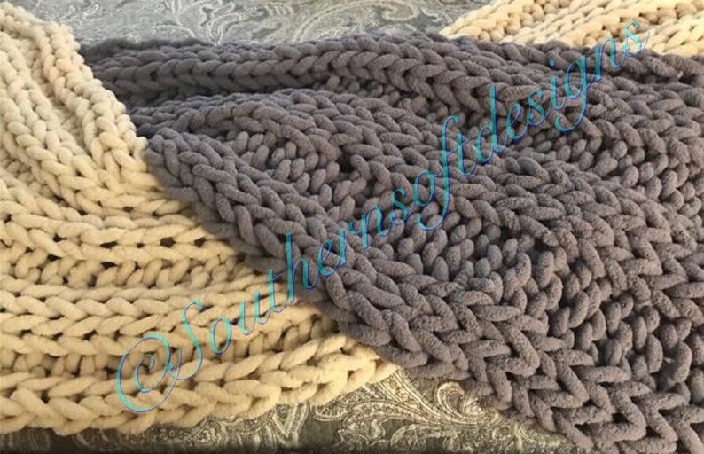 Soft Vegan Chunky knit Ribbed Bed Runner Lint-free Bedroom ...