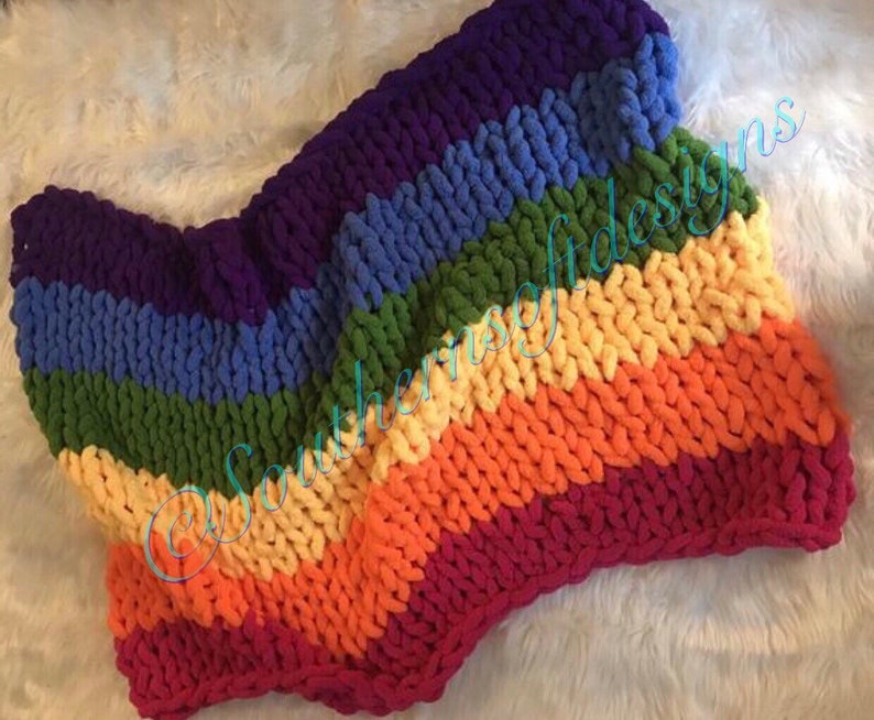 Pride Chunky Knit Blanket Rainbow Chunky Knit Blanket Chunky Etsy