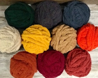 SALE! 36 colors AVAILABLE, Fall colors, Chunky yarn, Arm Knitting Yarn, Chunky Chenille Yarn, Chunky Vegan Yarn, Chunky  Knit, Black Yarn