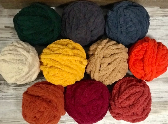 SALE 36 Colors AVAILABLE, Fall Colors, Chunky Yarn, Arm Knitting Yarn,  Chunky Chenille Yarn, Chunky Vegan Yarn, Chunky Knit, Black Yarn 