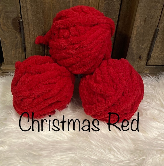 Christmas Red Chunky Chenille Yarn, Christmas Colors, Multicolored