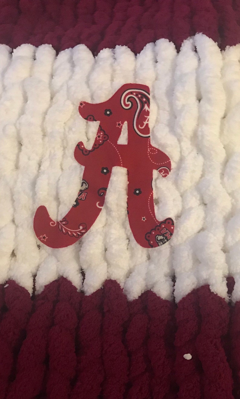Throw Bedding Blankets Chunky Yarn Chunky Knit Handmade Alabama Blanket with Matching Beanie Chenille Yarn Vegan Yarn Crib Ensemble
