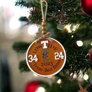 University of Texas beats Alabama ornament, Longhorns beat Bama 2023 ornament, Christmas ornament, football, SEC football