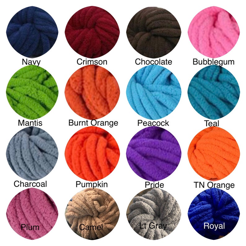 Chunky Chenille Yarn, Arm Knitting, 36 Colors, 26 Yards (300grams) image 2