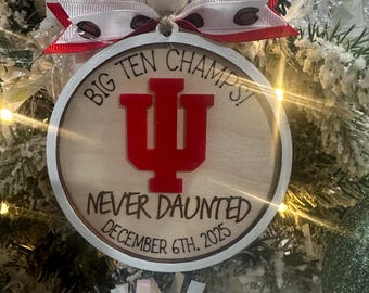 Indiana University football ornament, Indiana University Big Ten Champs ornaments, Big Ten Champs, University of Indiana, car mirror hanger