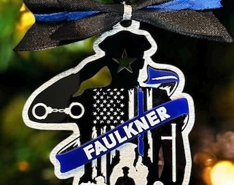 Personalized police gift, Police officer Ornament, Engraved Police Ornament, Customized Police Ornament department gift