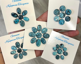 Black Spiderweb Kingman Turquoise Unstabilized Freeform Cabochon Suites/ Sold Individually/ Group 9