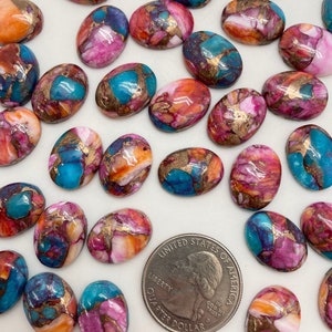 Orange Dahlia 12x16mm Oval Cabochons/ Sold Individually/ Kingman Turquoise Mine