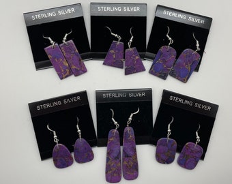 Mohave Purple & Bronze Slab Earrings - DITE27