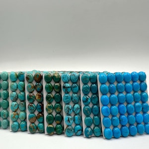 8x10mm OVAL - Kingman Turquoise Calibrated Cabochons - Sold Individually - Sold by Card - Stabilized, Natural Color