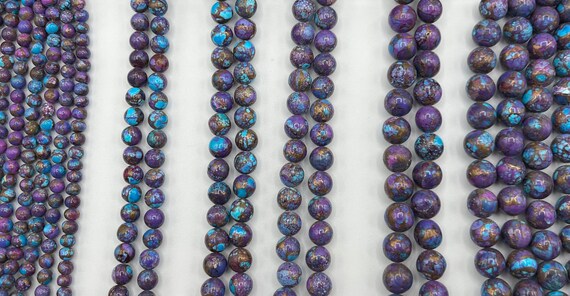 Spotted Mohave Purple Round Beads 6 7mm 8 9mm 9 10mm 10 11mm 11 12mm 12 13mm Kingman Turquoise Mine Sold by 8 Strand Etsy