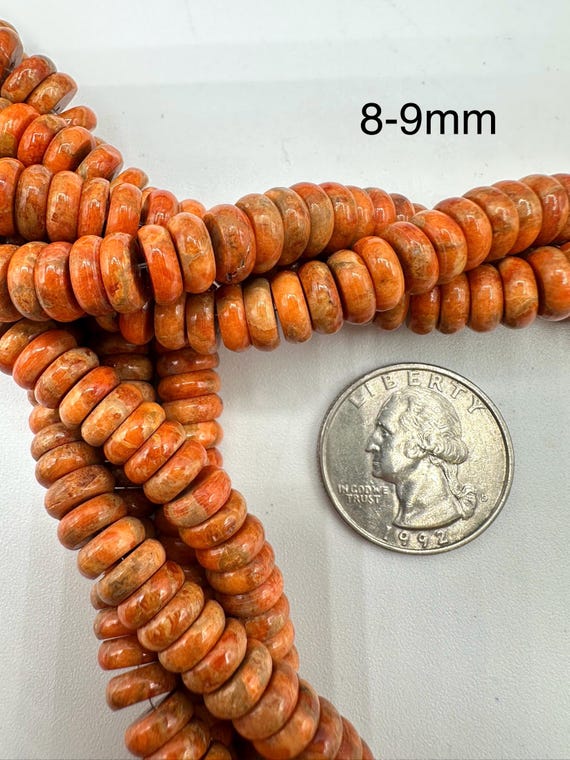 Apple Coral Wafer Rondell Beads Sold by Size 8-9mm, 11-12mm, 12