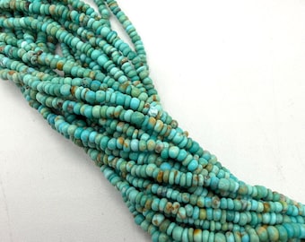 Kingman Turquoise 2-3mm Rustic Rondells - 16" Strands - Sold Individually