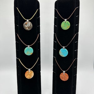 Round Disc Necklaces - Kingman Turquoise, Mohave Green Apple Coral, Bone Coral, Abalone Shell - Sold Individually