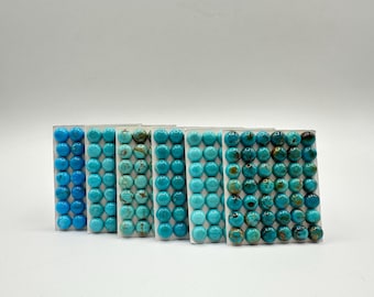 8 mm TONDO - Cabochon calibrati in turchese Kingman - Venduti singolarmente - Venduti su carta