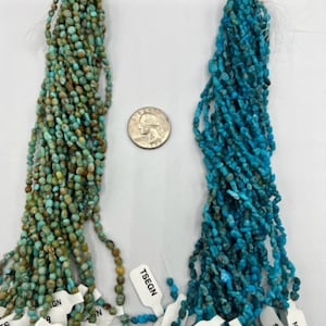 May include: Two strands of turquoise beads, one green and one blue, with price tags and the numbers #7 and #8.