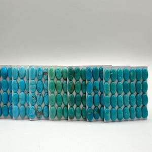 7x14mm OVAL - Kingman Turquoise Calibrated Cabochons - Sold Individually - Sold by Card - Stabilized, Natural Color