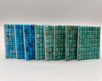 6x8mm RECTANGLE - Kingman Turquoise Calibrated Cabochons - Sold Individually - Sold by Card - Stabilized, Natural Color