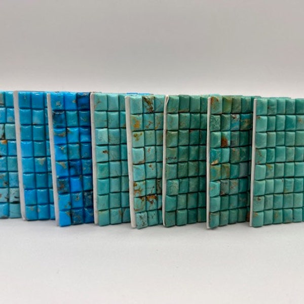 6x8mm RECTANGLE - Kingman Turquoise Calibrated Cabochons - Sold Individually - Sold by Card - Stabilized, Natural Color