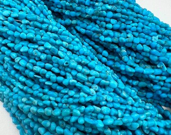 Kingman Turquoise Rough Cut Seed Beads -  Approx. 2-3mm - Sold by 8" Strand