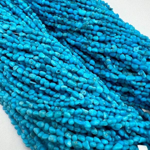 Kingman Turquoise Rough Cut Seed Beads -  Approx. 2-3mm - Sold by 8" Strand
