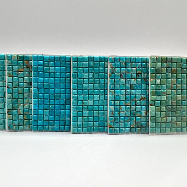 4mm SQUARE - Kingman Turquoise Calibrated Cabochons - Sold Individually - Sold by Card - Stabilized, Natural Color