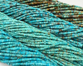Kingman Turquoise 3-4 mm Rustikale Heishi Perlen - 16 "Perlenstrang - Einzeln Verkauft