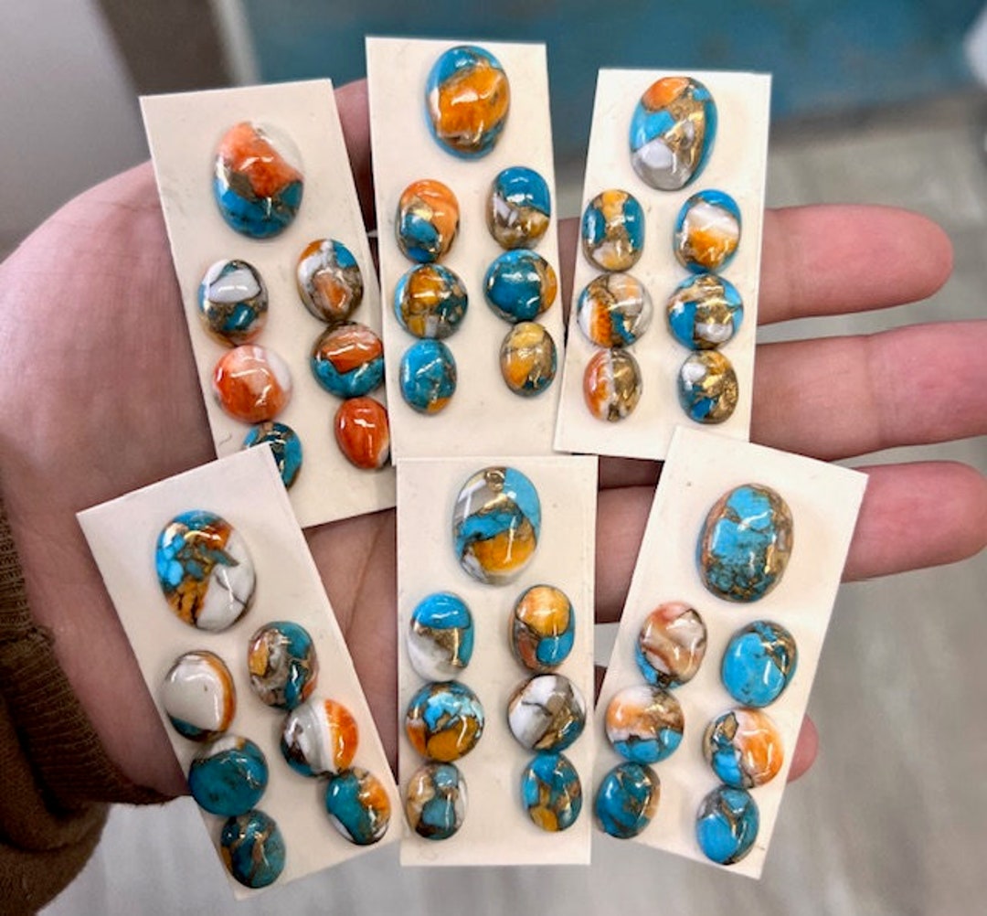 Spiny Oyster and Kingman Turqouise 7piece Set/ Ovals/ Kingman