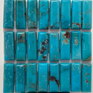 7x20mm RECTANGLE Kingman Turquoise Calibrated Cabochons Sold Individually Sold by Card Stabilized, Natural Color Blue